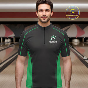 Custom Shamrock Green Classic Bowling Team Quarter-Zip Shirt For Men, Bowling League Shirt IPHW9914