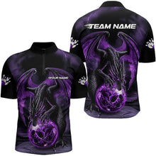 Load image into Gallery viewer, Black And Purple Custom Bowling Team Shirts For Men, Dragon Bowling Uniform Bowler Outfits IPHW7990