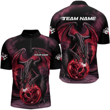 Load image into Gallery viewer, Black And Red Custom Bowling Team Shirts For Men, Dragon Bowling Uniform Bowler Outfits IPHW7991