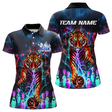 Load image into Gallery viewer, Custom Colorful Thunder Lightning Tiger Ladies Bowling Team Shirts, Bowling League Shirt IPHW7996