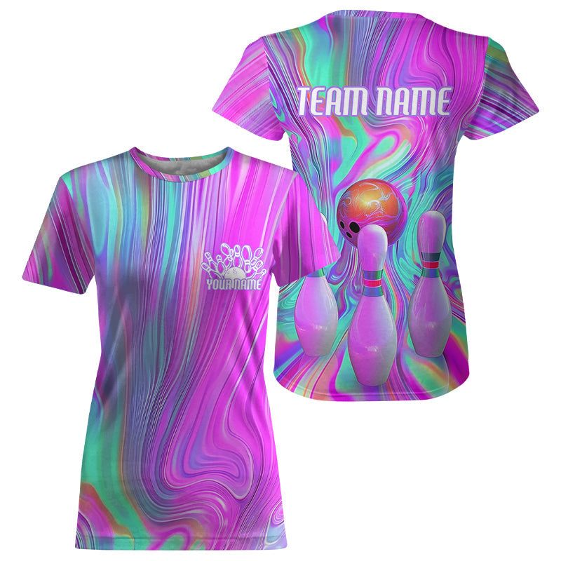 Custom Colorful Bowling For Women, Galaxy Colors Bowling Team Bowler Outfits IPHW7998