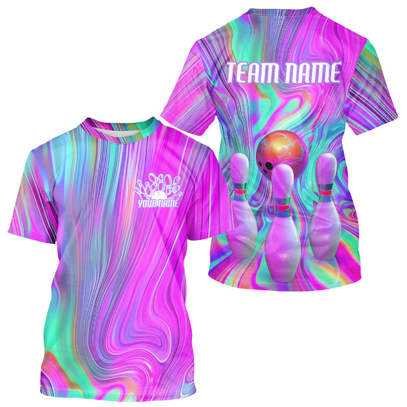 Custom Colorful Bowling For Men, Galaxy Colors Bowling Team Bowler Outfits IPHW7998