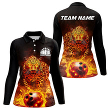 Load image into Gallery viewer, Custom Flaming Leopard Bowling Shirts For Women, Fire Bowling Team Shirt Bowler Uniform IPHW8000