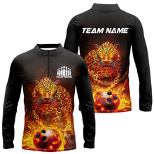 Load image into Gallery viewer, Custom Flaming Leopard Bowling Shirts For Men, Fire Bowling Team Shirt Bowler Uniform IPHW8000