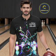 Load image into Gallery viewer, Neon Style Custom Bowling Shirts For Men, Glowing Electric Bowling Team Shirt Bowler Outfits IPHW8001