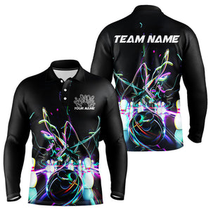 Neon Style Custom Bowling Shirts For Men, Glowing Electric Bowling Team Shirt Bowler Outfits IPHW8001