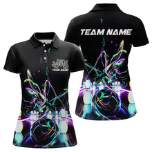 Load image into Gallery viewer, Neon Style Custom Ladies Bowling Shirts, Glowing Electric Bowling Team Shirt Bowler Outfits IPHW8001