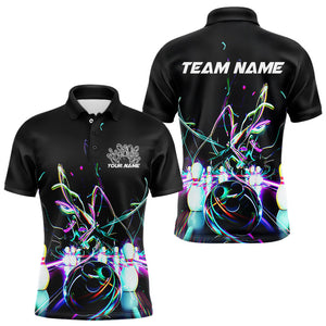 Neon Style Custom Bowling Shirts For Men, Glowing Electric Bowling Team Shirt Bowler Outfits IPHW8001