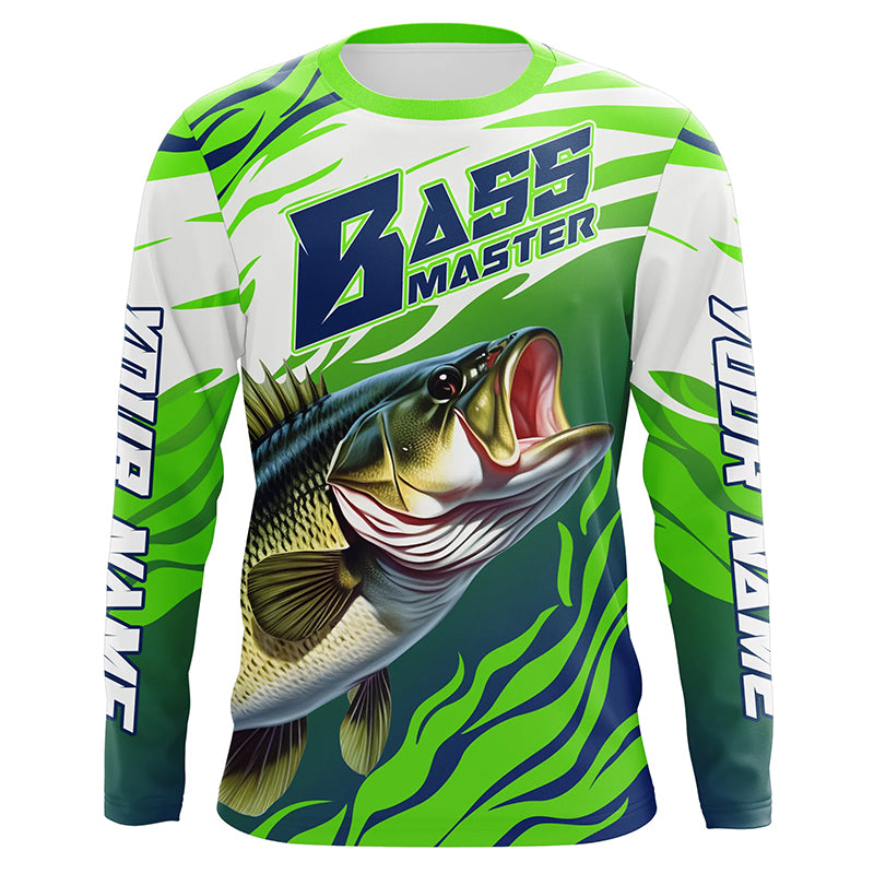 Personalized Bass master Fishing jerseys, Largemouth Bass Long sleeve performance Fishing Shirts IPHW3356