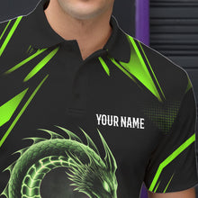 Load image into Gallery viewer, Custom Black And Green Dragon Bowling Polo Shirts For Men, Dragon Bowling League Shirt IPHW8674