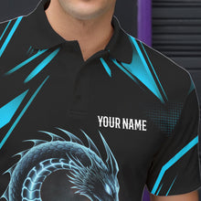 Load image into Gallery viewer, Custom Black And Blue Dragon Bowling Polo Shirts For Men, Dragon Bowling League Shirt IPHW8675