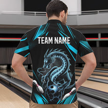 Load image into Gallery viewer, Custom Black And Blue Dragon Bowling Quarter-Zip Shirts For Men, Dragon Bowling League Shirt IPHW8675