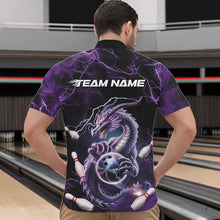 Load image into Gallery viewer, Custom Black And Purple Thunder Lightning Dragon Bowling Team Quarter-Zip Shirts For Men IPHW8678