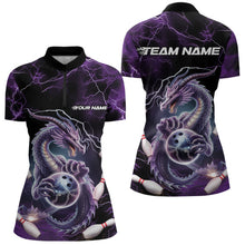 Load image into Gallery viewer, Custom Black And Purple Thunder Lightning Dragon Bowling Team Quarter-Zip Shirts For Women IPHW8678
