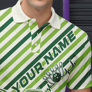Custom Saint Patricks Day Heart Bowling Polo Shirt For Men, Lucky Bowling Team League Shirt IPHW8683