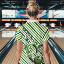 Load image into Gallery viewer, Custom Saint Patricks Day Heart Bowling Womens Polo Shirt, Lucky Bowling Team League Shirt IPHW8683
