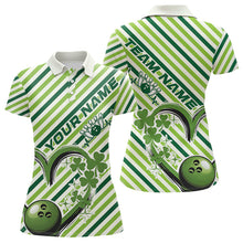 Load image into Gallery viewer, Custom Saint Patricks Day Heart Bowling Womens Polo Shirt, Lucky Bowling Team League Shirt IPHW8683