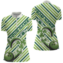 Load image into Gallery viewer, Custom Saint Patricks Day Heart Bowling Womens Quarter-Zip Shirt, Lucky Bowling Team Shirt IPHW8683