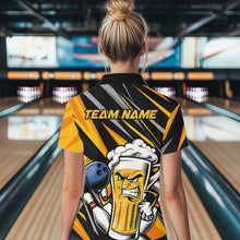 Load image into Gallery viewer, Custom Black And Yellow Funny Beer Bowling Women Quarter-Zip Shirt, Angry Beer Glass Jersey IPHW8933
