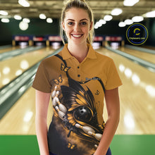 Load image into Gallery viewer, Custom Yellow Butterfly Bowling Women Polo Shirts, Team Tournament Bowlers Outfit IPHW11045