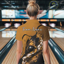 Load image into Gallery viewer, Custom Yellow Butterfly Bowling Women Polo Shirts, Team Tournament Bowlers Outfit IPHW11045