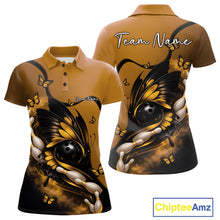 Load image into Gallery viewer, Custom Yellow Butterfly Bowling Women Polo Shirts, Team Tournament Bowlers Outfit IPHW11045