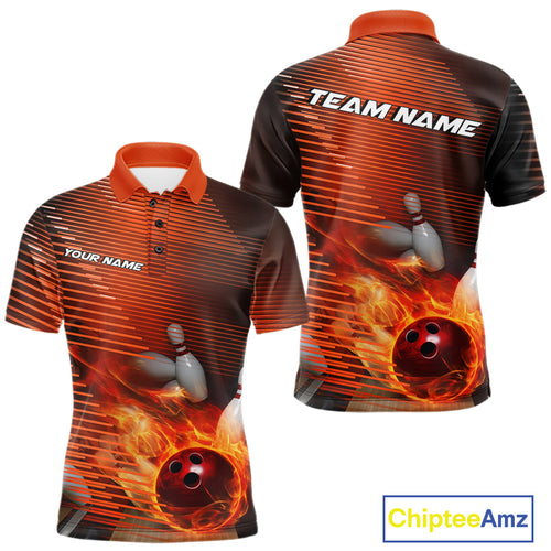 Custom Multi-Color Flame Bowling Tournament Shirts For Men, Women And Kid, Fire Bowling Jerseys IPHW9379