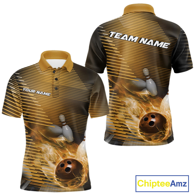 Custom Multi-Color Flame Bowling Tournament Shirts For Men, Women And Kid, Fire Bowling Jerseys IPHW9379