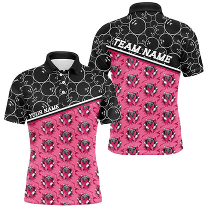 Pink Ribbons Bowling Pattern Custom Breast Cancer Awareness Bowling Shirts For Men And Women IPHW7006