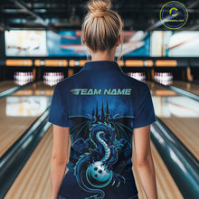 Load image into Gallery viewer, Custom Black And Blue Dragon Bowling Women Quarter-Zip Shirt, Dragon League Team Shirt IPHW9532