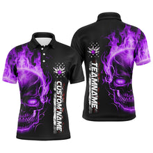 Load image into Gallery viewer, Flame Skull American Flag Custom Team Bowling Shirts For Men, Patriotic Bowling Shirt IPHW5147