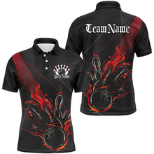 Load image into Gallery viewer, Custom Bowling Uniforms Black And Red Bowling Flame Shirts For Men Bowling Team Jerseys IPHW7204