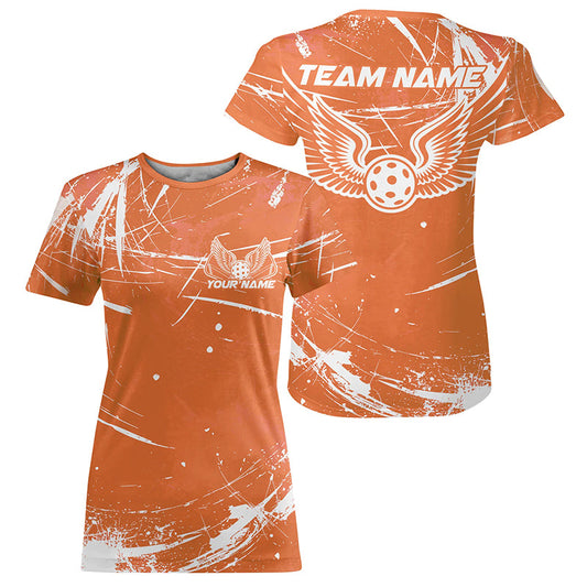 Custom Orange Pickleball Wings T-Shirts For Women, Pickleball Tournament Team IPHW8215