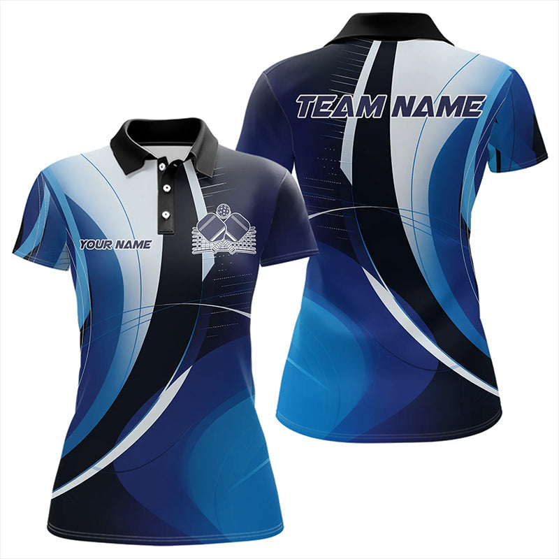 Custom Blue Pickleball Team Polo Shirts For Women, Pickleball League Shirt IPHW8216