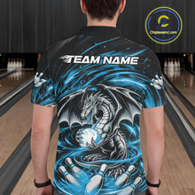 Load image into Gallery viewer, Custom Black And Blue Fire Flame Dragon Bowling Jerseys Bowling Team Men Polo Shirt IPHW10292