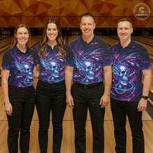 Load image into Gallery viewer, Custom Galaxy Flame Skull Bowling Team Men Polo Shirt, Bowling Tournament Outfit IPHW10296