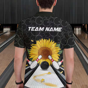 Custom Sunflower Bowling Polo Shirts For Men, Sunflower Bowling Team Jerseys IPHW8436