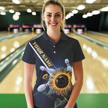 Load image into Gallery viewer, Custom Sunflower Bowling Polo Shirts For Women, Sunflower Bowling Team Shirt With Name IPHW8438
