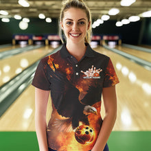 Load image into Gallery viewer, Custom Flame Eagle Bowling Polo Shirts For Women, Ealge Bowling Team Shirt With Name IPHW8447