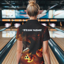 Load image into Gallery viewer, Custom Flame Eagle Bowling Polo Shirts For Women, Ealge Bowling Team Shirt With Name IPHW8447