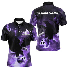 Load image into Gallery viewer, Custom Purple Flame Eagle Bowling Polo Shirts For Men, Ealge Bowling Team Shirt With Name IPHW8448