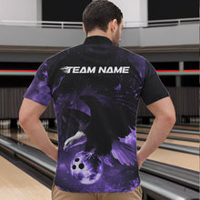 Load image into Gallery viewer, Custom Purple Flame Eagle Bowling Quarter-Zip Shirts For Men, Ealge Bowling Team Shirt With Name IPHW8448