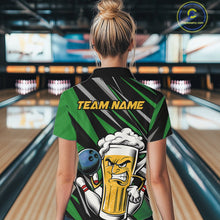 Load image into Gallery viewer, Custom Funny Green Bowling Jerseys Bowling And Beer Women Shirts, Bowling Jerseys IPHW10534