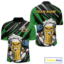 Load image into Gallery viewer, Custom Funny Green Bowling Jerseys Bowling And Beer Men Quarter-Zip Shirts, Bowling Jerseys IPHW10534