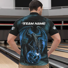 Load image into Gallery viewer, Black And Blue Custom Bowling Team Quarter-Zip Shirts For Men, Dragon Bowling League Shirts IPHW8690