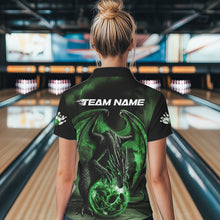 Load image into Gallery viewer, Black And Green Custom Bowling Team Womens Quarter-Zip Shirts, Dragon Bowling League Shirts IPHW8691