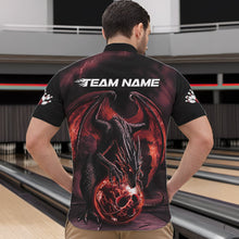 Load image into Gallery viewer, Black And Orange Custom Bowling Team Quarter-Zip Shirts For Men, Dragon Bowling League Shirts IPHW8692