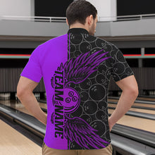Load image into Gallery viewer, Black And Purple Custom Bowling Ball And Wings Bowling Quarter-Zip Shirts For Men, Team Uniform IPHW8693