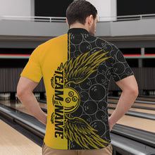 Load image into Gallery viewer, Black And Yellow Custom Bowling Ball And Wings Bowling Quarter-Zip Shirts For Men, Team Uniform IPHW8694