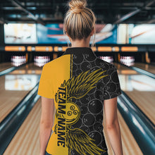 Load image into Gallery viewer, Black And Yellow Custom Bowling Ball And Wings Womens Quarter-Zip Shirts, Team Uniform IPHW8694
